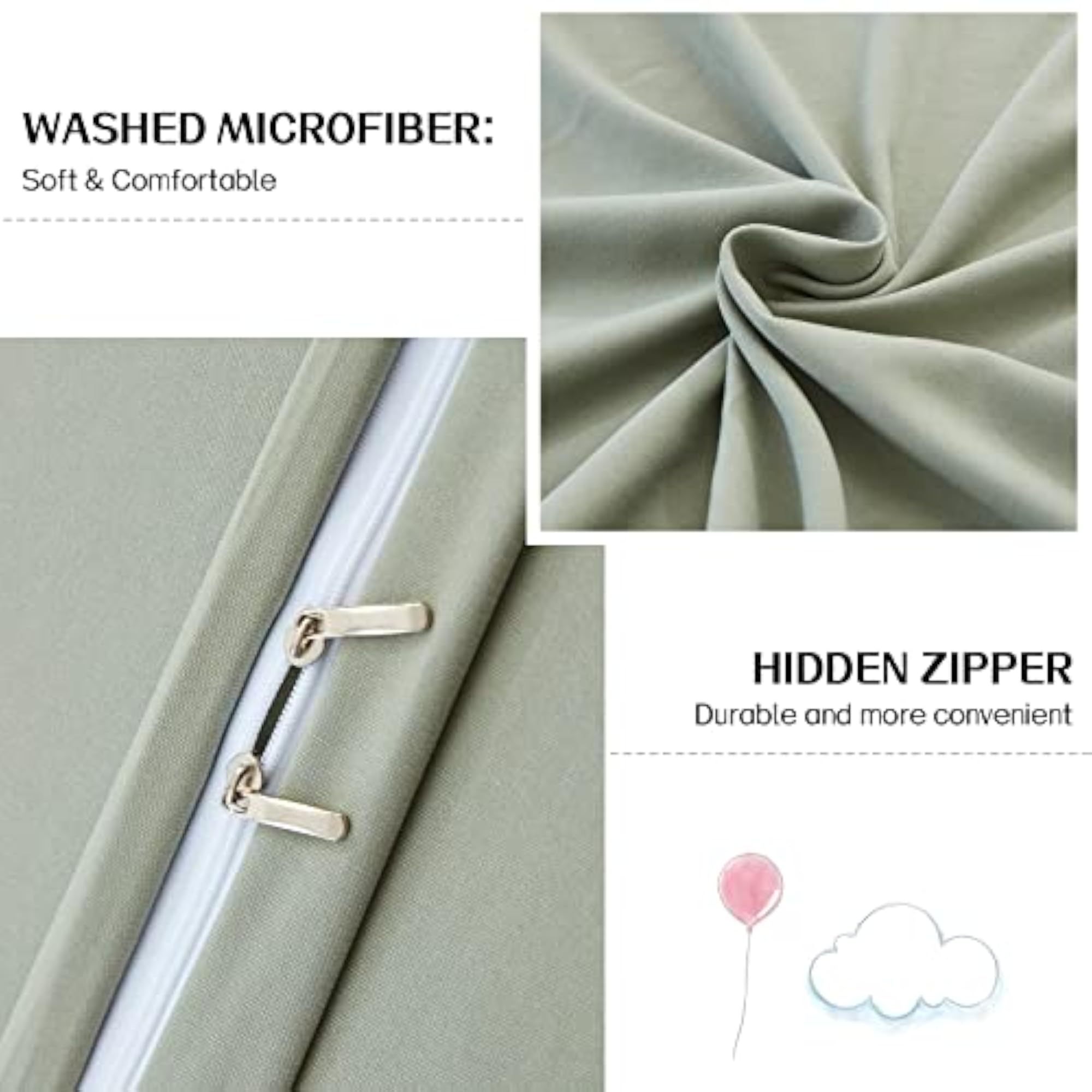 Solid Color 3pcs Duvet Cover Set, 100% Washed Microfiber